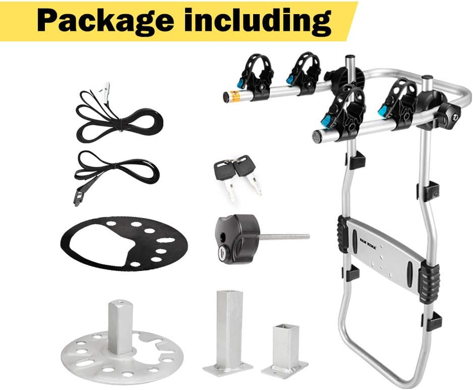 SAN HIMA 2 Bike Rack Spare Tire Rack, Bicycle Carrier Adjustable Support Arm with 2 Tightening Straps, Anti-Theft Design, Load Capacity 34KG Suits Sedan/Hatchback/Minivan/Suv image number 4
