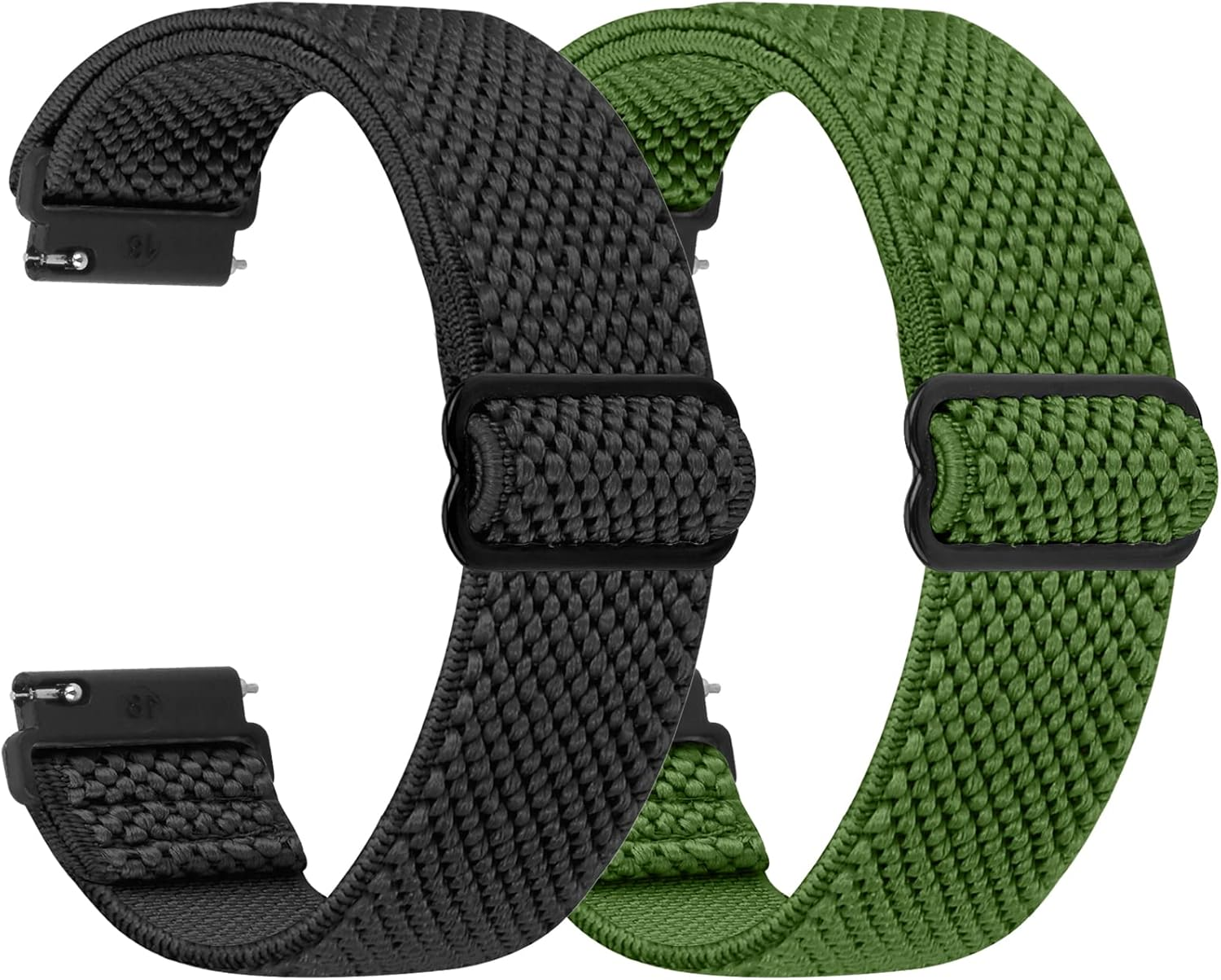 Quick Release Elastic Nylon Band Compatible with 20Mm 22Mm Watch Bands for Women Men, 2 PCS - Soft Breathable Adjustable Strap for Samsung Garmin Band