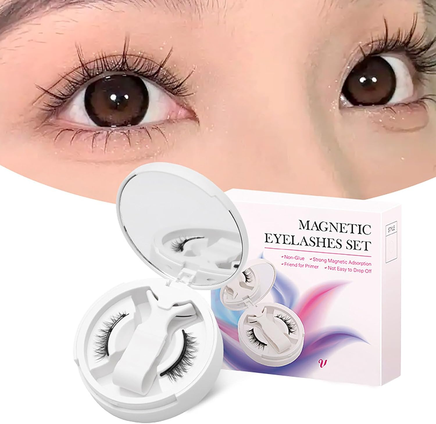 SYGELER Magnetic Eyelashes, Soft Natural Look Magnetic Lashes Kit, Magnets False Eyelashes with Applicator Reusable No Glue Needed Eyelashes Easy to Wear and Remove image number 5