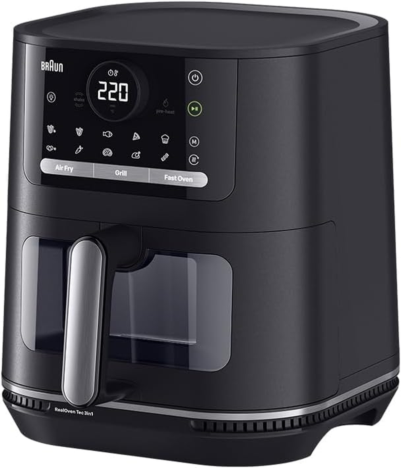 Braun Multifry 5 HF5073, 3-In-1 Air Fryer Oven with 6L Capacity, 80-200&deg; Digital Temperature Control, Realoven Tec, 20 Automatic Programs, Touch Control, Dishwasher Safe Basket, 2000W, Matte Black
