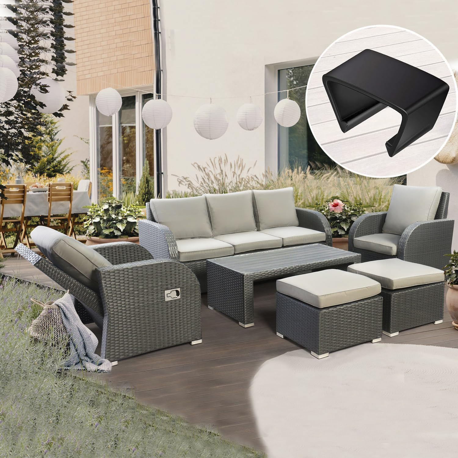 8 Pcs Furniture Connector,Chair Fastener,Outdoor Patio Sofa,Rattan Furniture Clips,Plastic Furniture Connector Clamp,Inner Diameter 52 Mm,Fastening Clips for Sectional Couches and Patio Sofa Fasteners image number 2