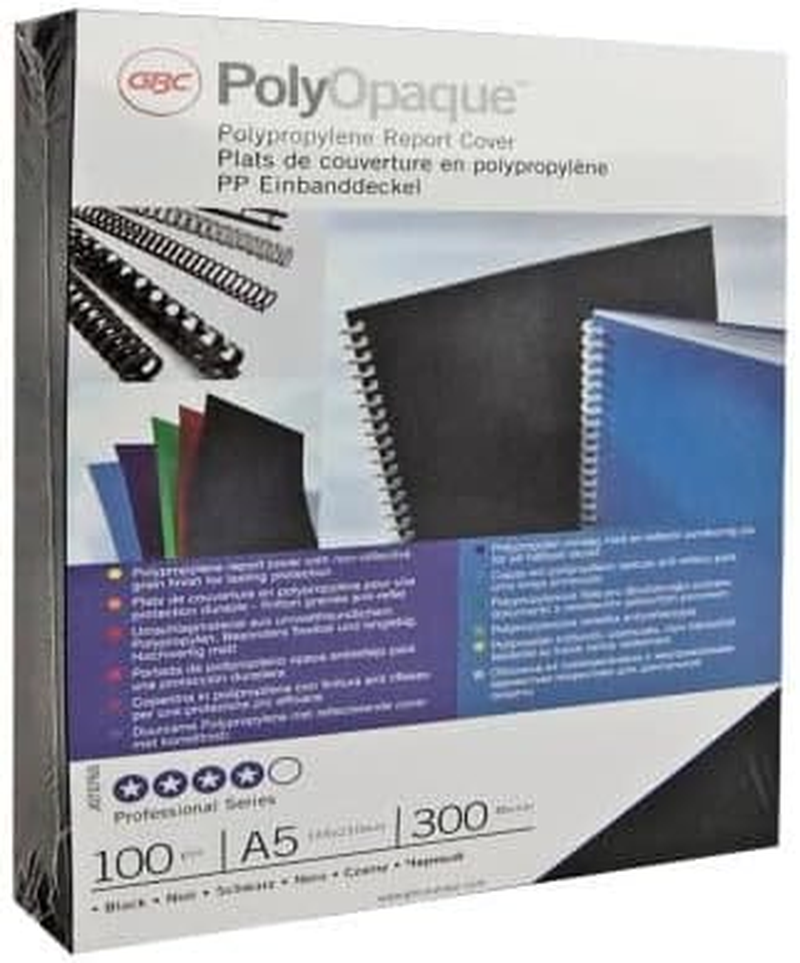 Gbc 49369X BCP300BK100 Binding Cover, A4 POLYCOVER Black PK100 image number 4