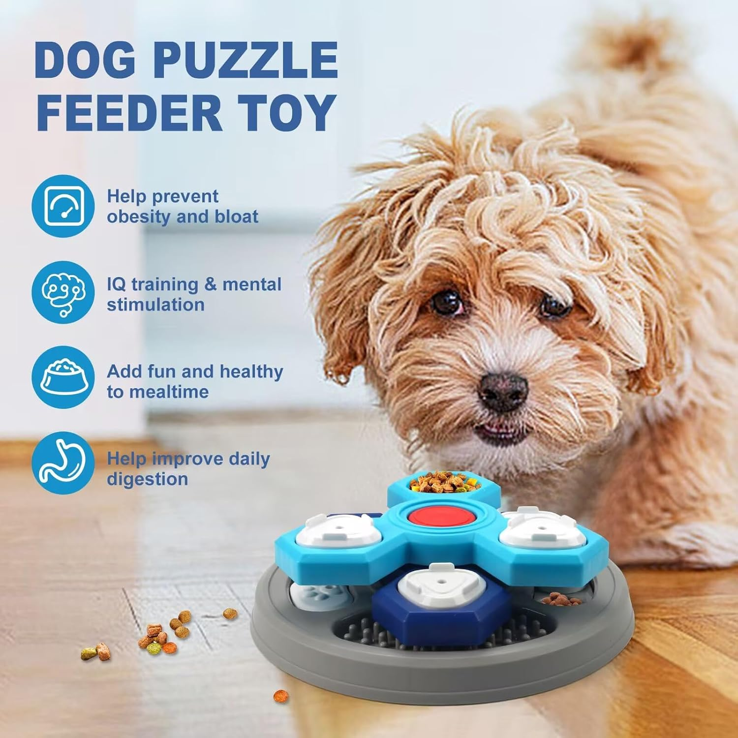 Interactive Dog Treat Puzzle Toys for IQ Training & Mental Stimulating, Fun Slow Feeder, Dog Puzzle Toy, Large Medium Small Dogs Enrichment Toys - for Puppies, Cats, Dogs (3 Layers(Gray Bottom)) image number 5