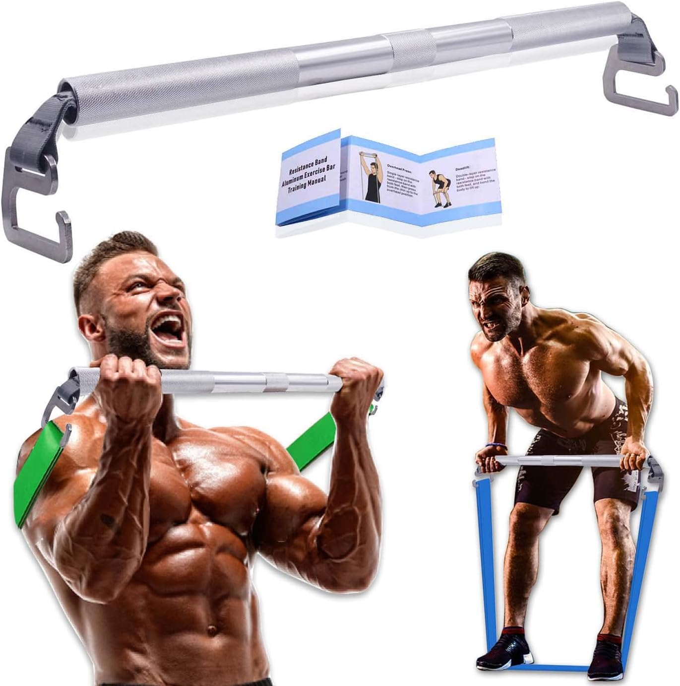 J Bryant Fitness Resistance Band Exercise Bar Large Hook Heavy Duty Bar