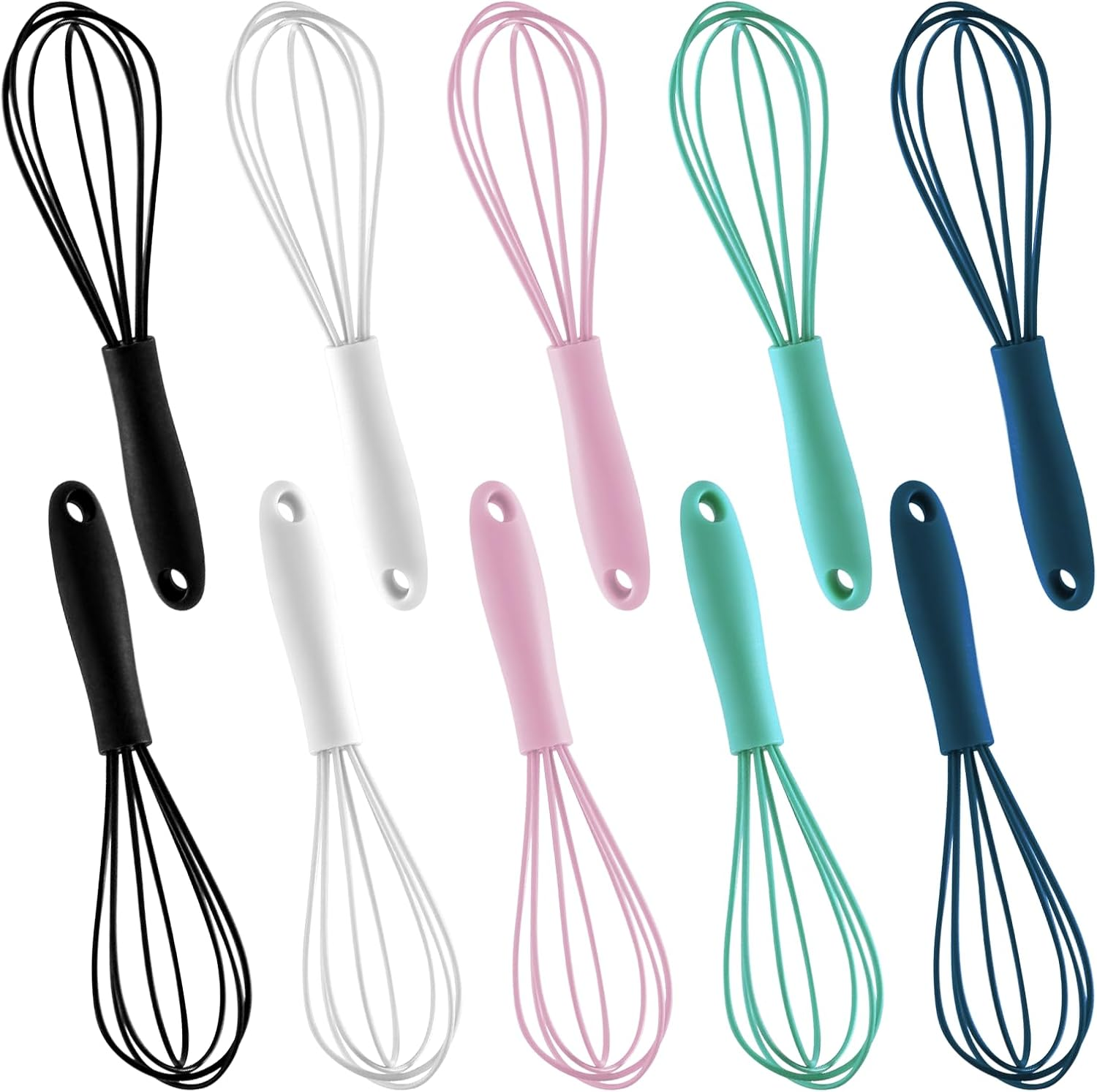 Silicone Whisk -5 Pcs Colorful Kitchen Mini Silicone Whisks,Whisk Set Egg Beater for Blending Whisking Beating Stirring Cooking Baking image number 2