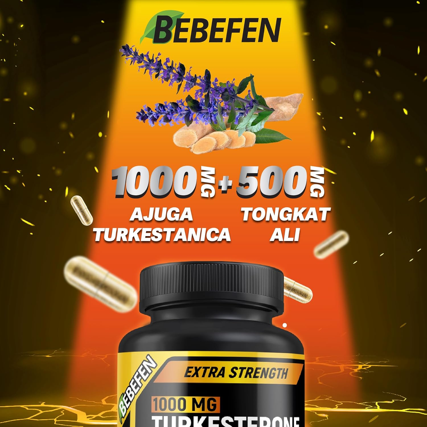 Turkesterone and Tongkat Ali Supplement - Tongkat Ali Extract and Turkesterone Supplement for Men - Non-Gmo (90 Capsules) image number 2