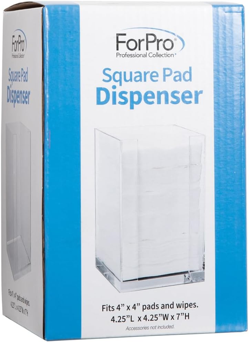 Forpro Square Pad Dispenser - Clear, Acrylic, Open Sides and Top Dispenser - Fits 4&rdquo; X 4&rdquo; Cotton Pads - 7&rdquo; H X 4.25&rdquo; W X 4.25&rdquo; L image number 3