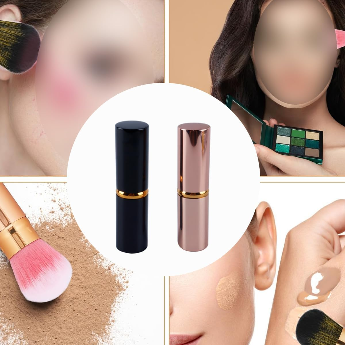 Orivin 2 Pieces Retractable Blush Brush with Makeup Brush for Liquid Cream, Foundation, Powder, Concealer, Professional Blending on the Face image number 5