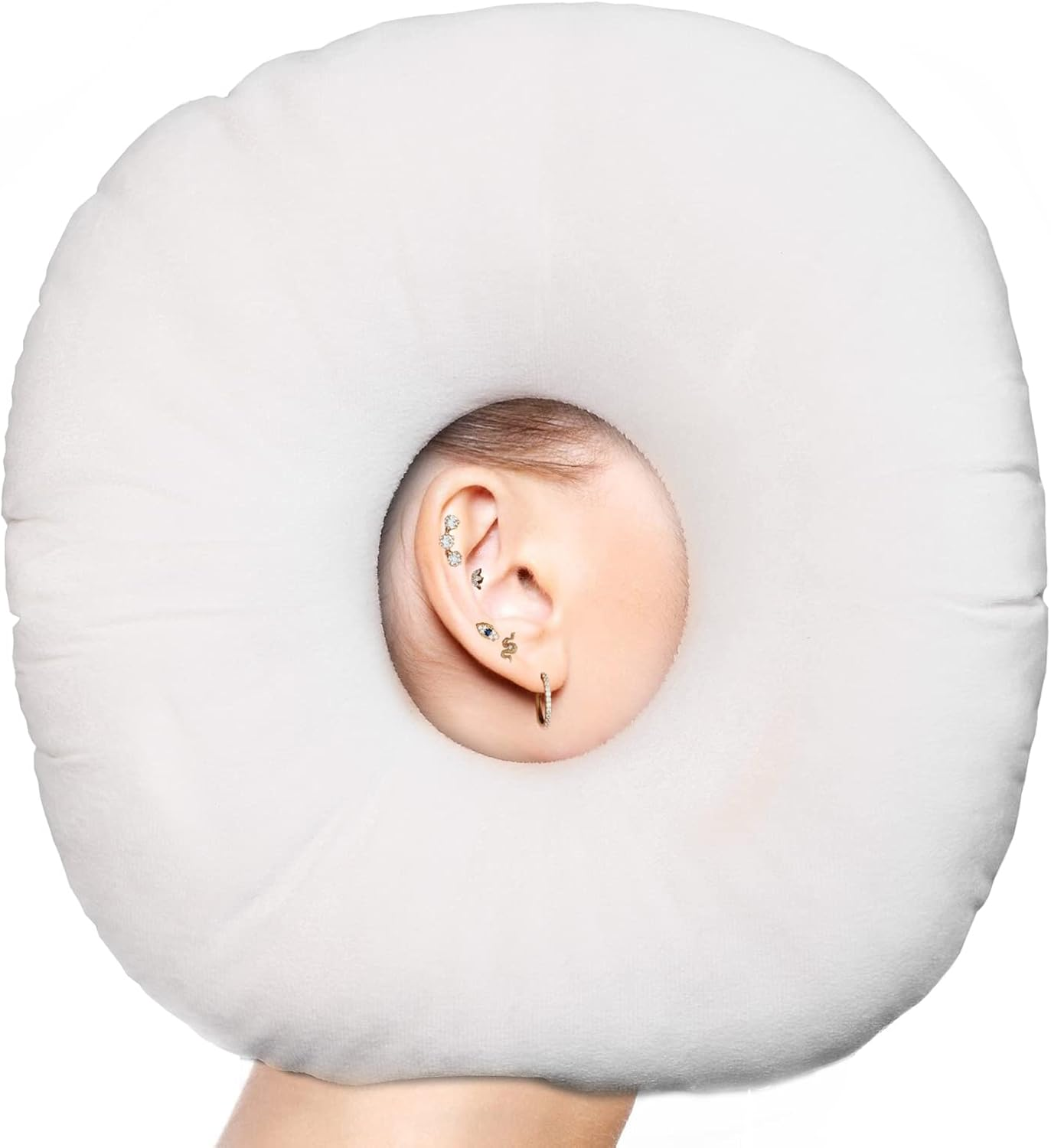 Coceyese Ear Piercing Pillow for Side Sleepers - Donut Pillow for Ear Pain Relief, Guard Pillow (Light Grey)