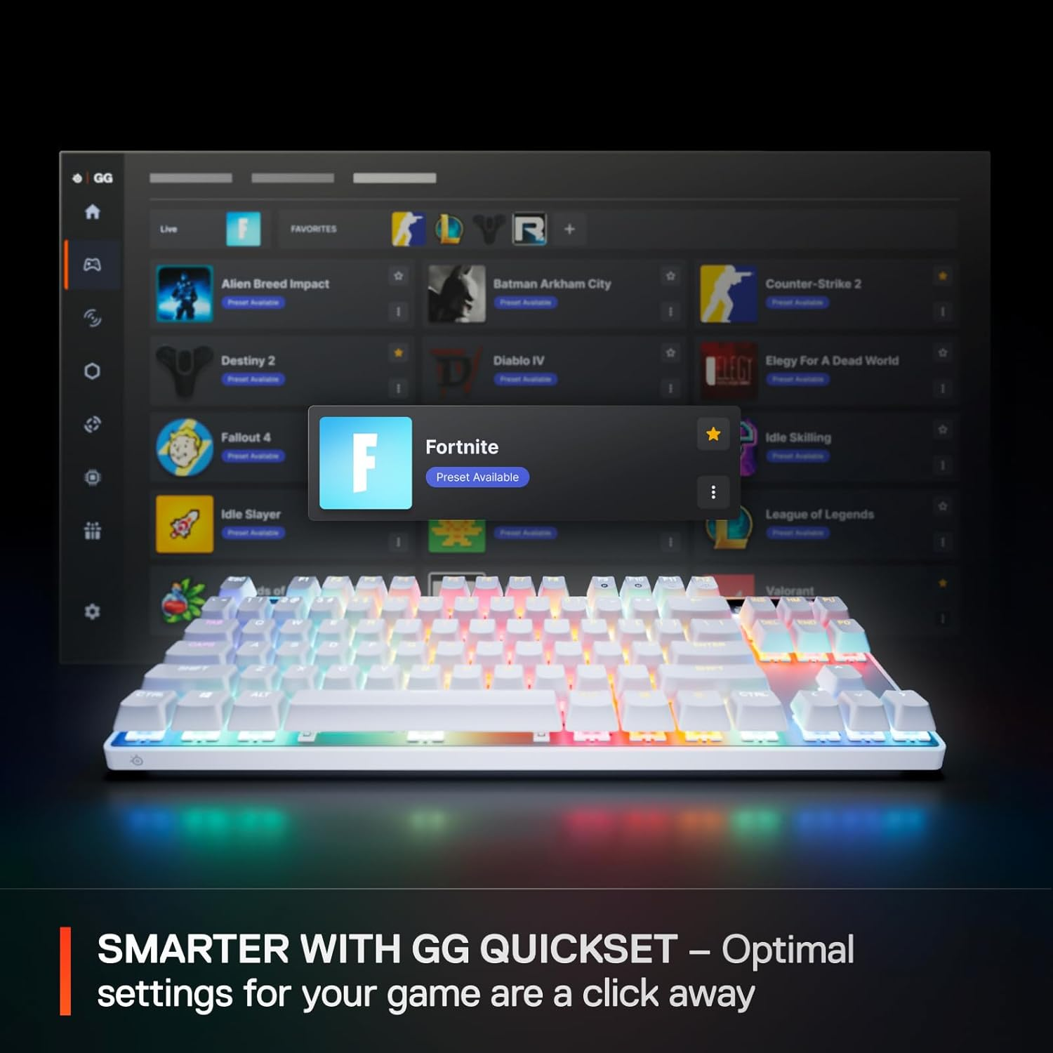 Steelseries Apex Pro TKL Gen 3 White - Hypermagnetic Gaming Keyboard - Adjustable Actuation - Rapid Trigger - Game-Ready Presets - Protection Mode - Rapid Tap/Socd - OLED - English Layout QWERTY image number 2