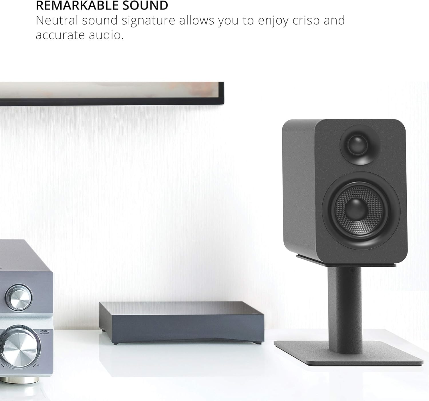 Kanto YU Passive 4" Speakers with 1" Silk Dome Tweeter and 4" Kevlar Woofer - Black, Pair - White image number 6