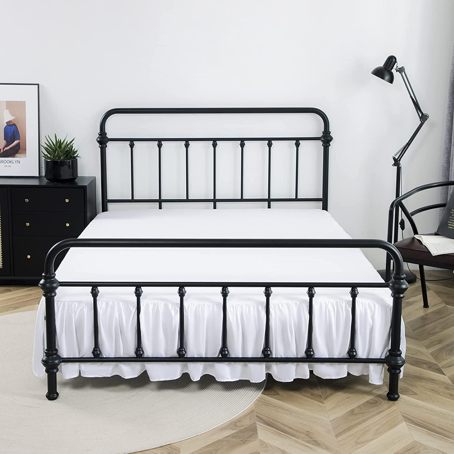 Xuan Dian Bed Skirt Queen Size Ruffled Bed Skirt with Split Corners, 18 Inch Drop Dust Ruffle Bed Skirt with Platform, White,Queen Size image number 1