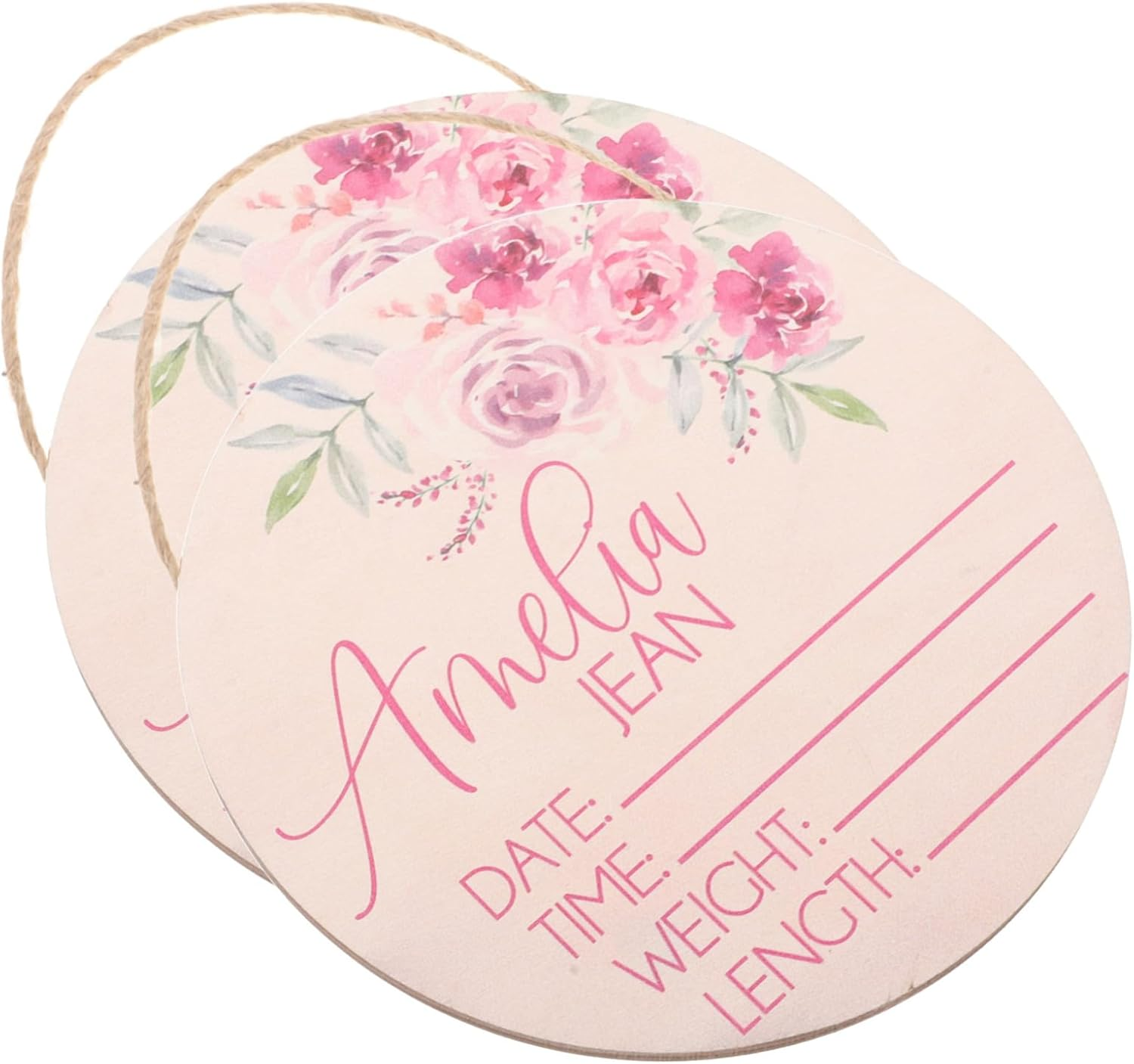 Yardwe 2Pcs Wooden Newborn Name Sign for Hospital Birth Announcement Plaque Nursery Decor Special Keepsake for Parents image number 6