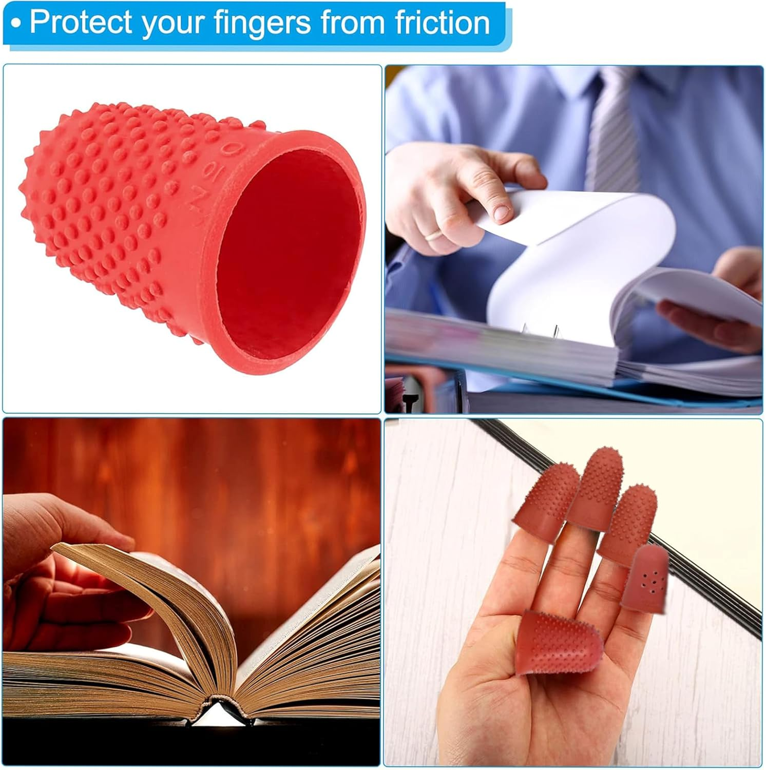 5 Pieces Silicone Finger Gloves,Non-Slip Heat Insulation High Temperature Resistant with Particles Finger Protector,Cut Resistant Finger Cots,For Money Counting Collating Writing Sorting Task image number 1