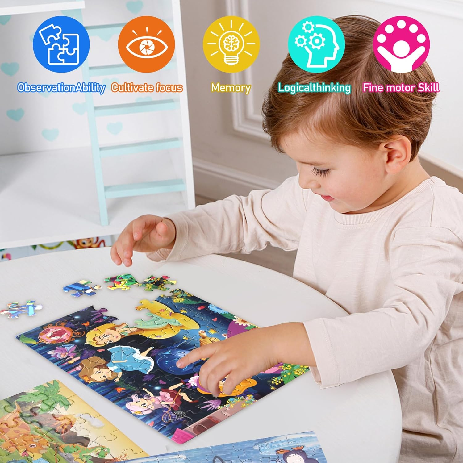 TORMEN Puzzles for Kid Ages 4-6,48Pcs Colored Paper Jigsaw Puzzle Durability Educational Perfect for Family Game Classroom Fun (Princess Dancing) image number 3