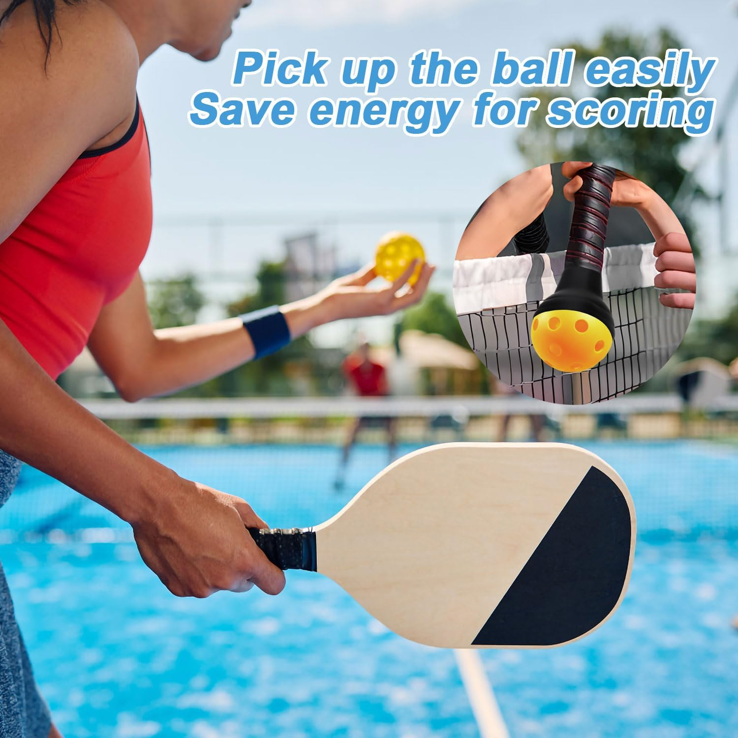 2Pcs Pickleball Ball Retrievers, Pickleball Picker Upper Grabber Suction Cup Easily Picks up Balls without Bending Fits Any Standard Pickleball Pickup Paddles for Practice Pickleball Accessories Gifts image number 2