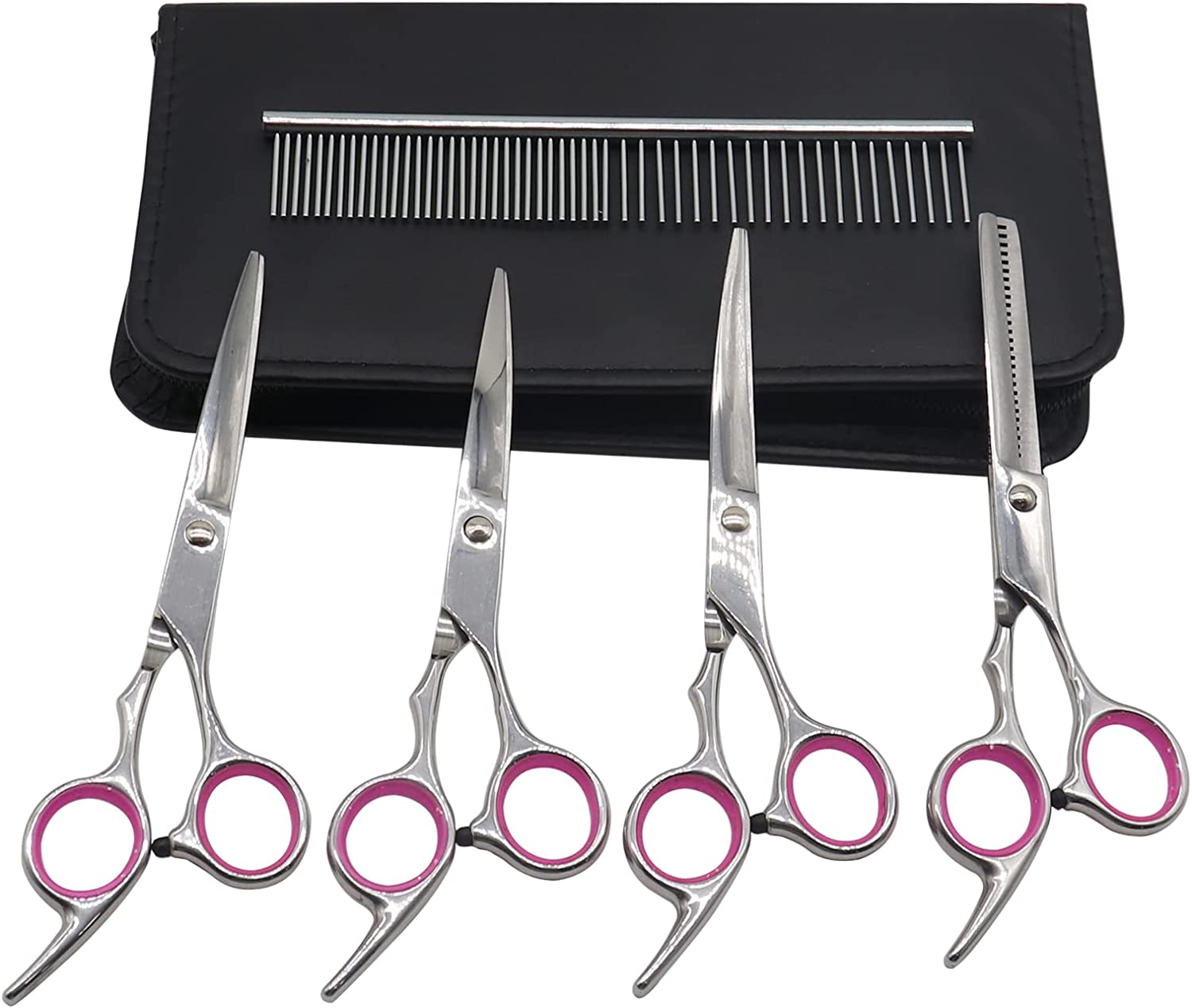 Dog Grooming Scissors Kit Valuehall Pet Grooming Scissors Set Stainless Steel Pet Trimmer Kit with Thinning Straight Curved Shears and Comb for Dogs Cats and Other Animals V11D01 image number 5