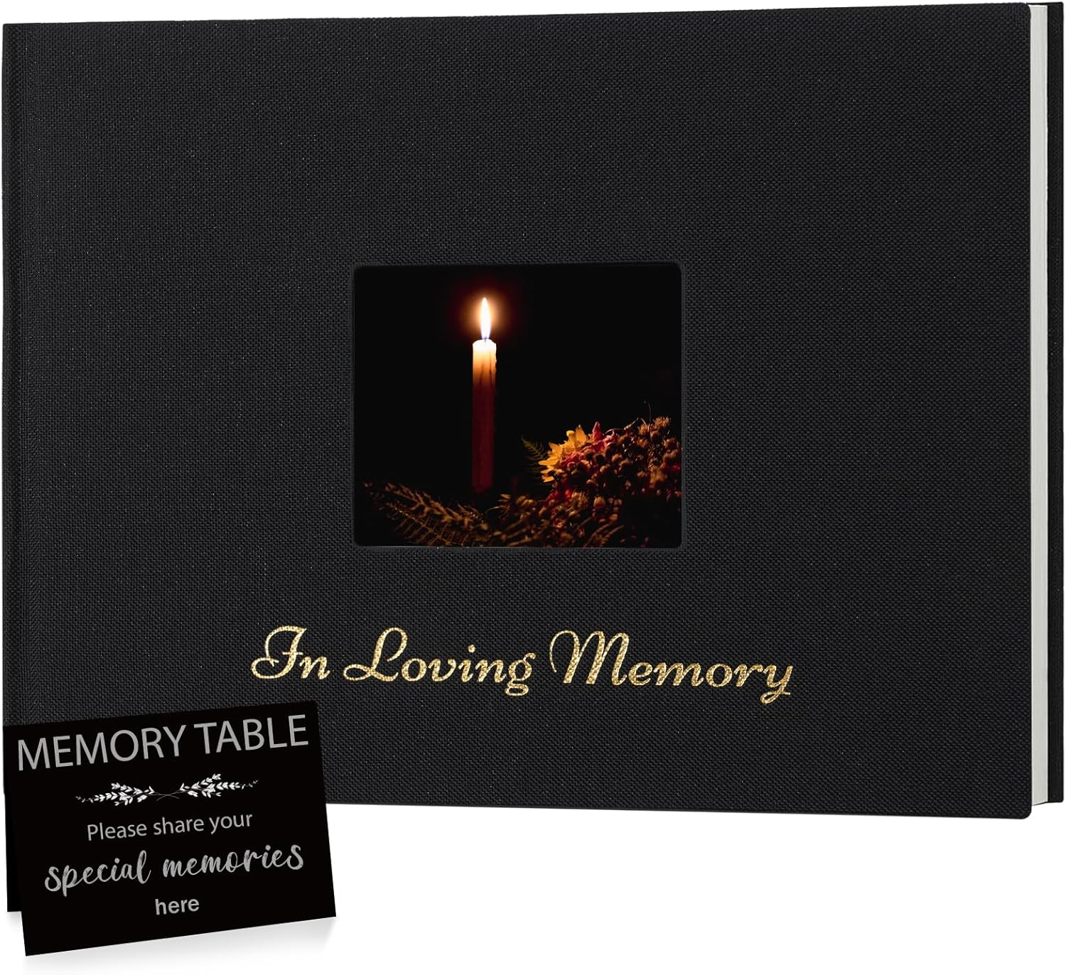 Funeral Guest Book for Memorial Service, in Loving Memory Funeral Guest Book, Celebration of Life Guest Book Black Linen Hardcover Memory Book for Funeral Guest Sign in Guestbook for Funeral Service image number 5