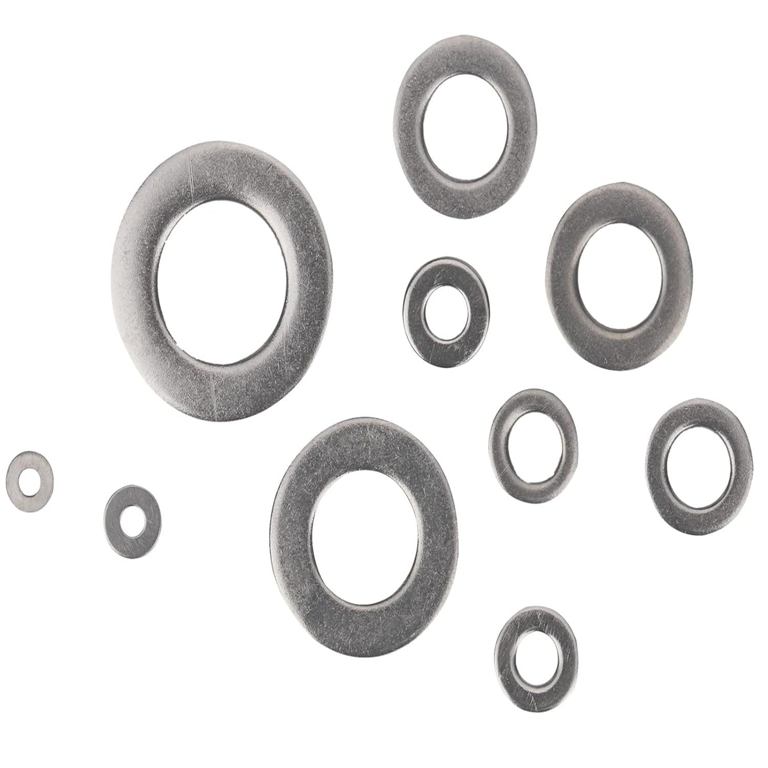MEZOKUCEL 580PC 304 Stainless Steel Flat Washer, 9 Size Washers Assortment Kit (M2 M2.5 M3 M4 M5 M6 M8 M10 M12) for General Manufacturing, Maintenance and Repair (580PC) image number 4