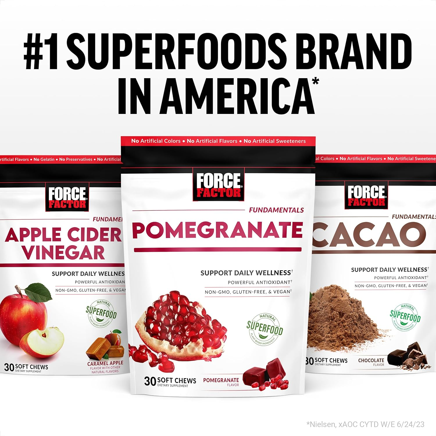 Force Factor Pomegranate Soft Chews for Healthy Aging, Heart Health, Bone Health, & Brain Health, Superfood & Antioxidants Supplement, Non-Gmo, Gluten-Free, Vegan, Pomegranate Flavor, 30 Soft Chews image number 3