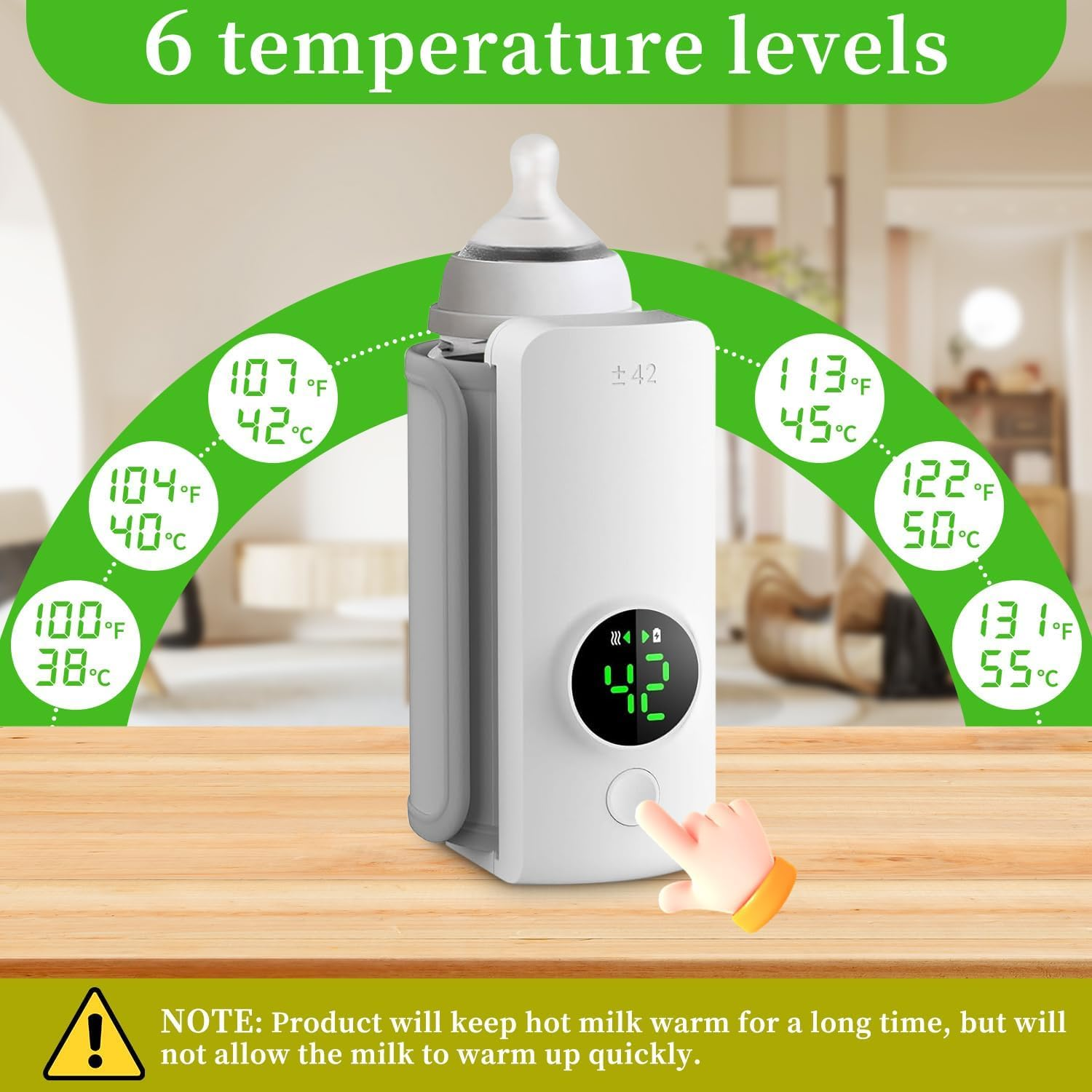 Portable Bottle Warmer for Travel, Fast Warming Comfortable Baby Feeding on the Go, Waterless Milk Warming with Battery-Powered for Home Outdoor image number 6