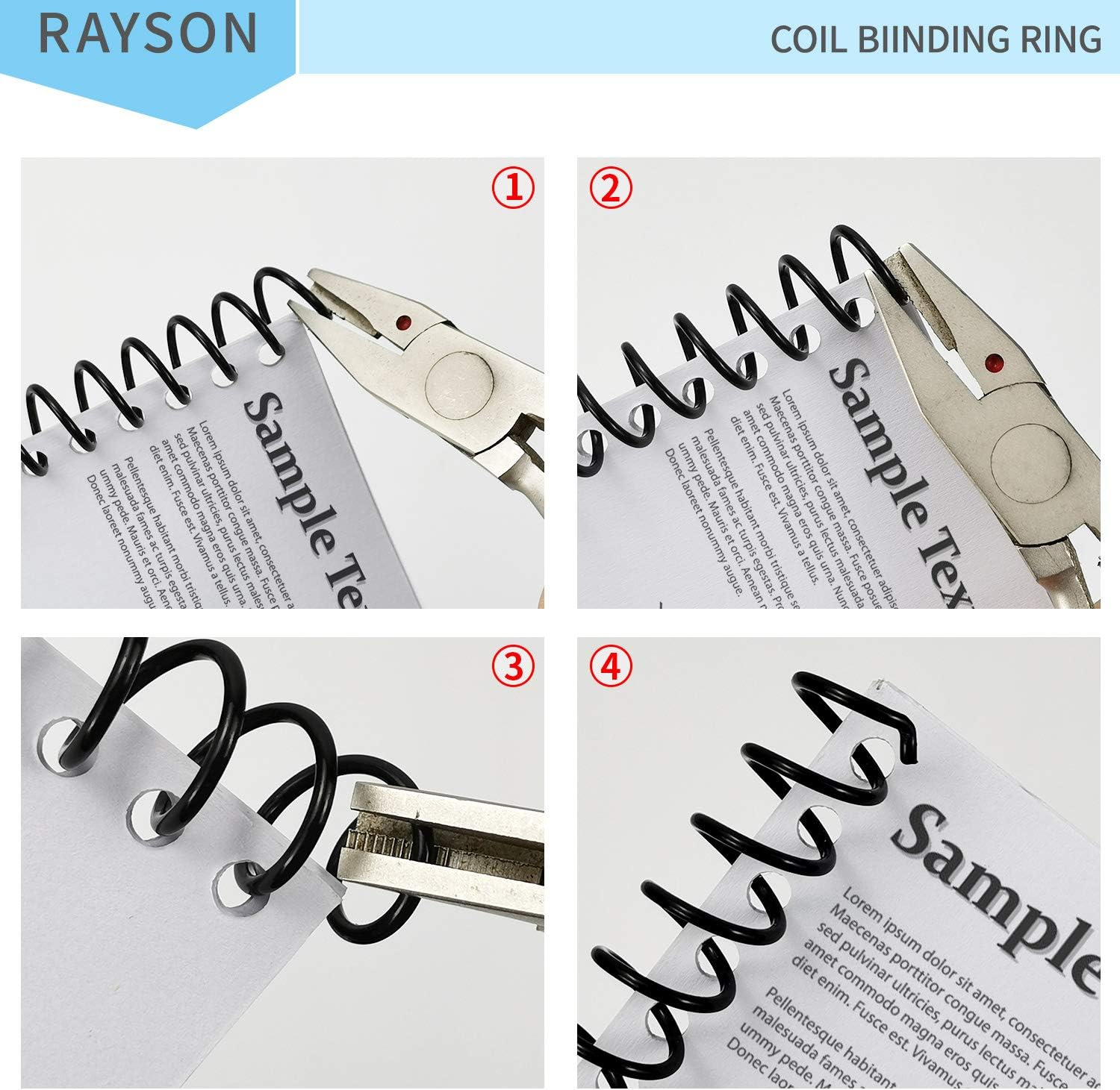 Rayson Spiral Binding Ring Black Coil Bindings Ring 3:1 Pitch 100/Box 5/16Inch image number 6