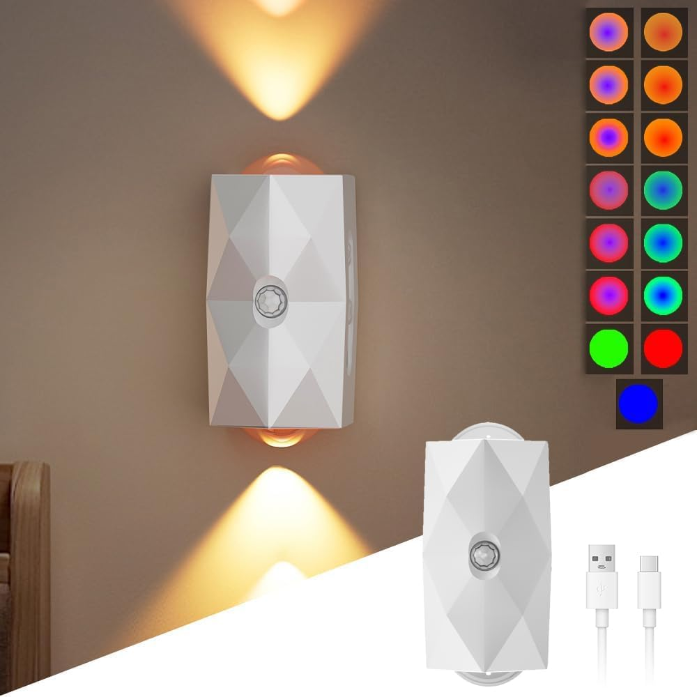 Wall Light with Motion Sensor Indoor Wireless Wall Lamp with Rechargeable Battery, up and down Wall Lighting Night Light with Magnetic Attachment for Hallway, Stairs, Kitchen, Living Room, Bedroom image number 1
