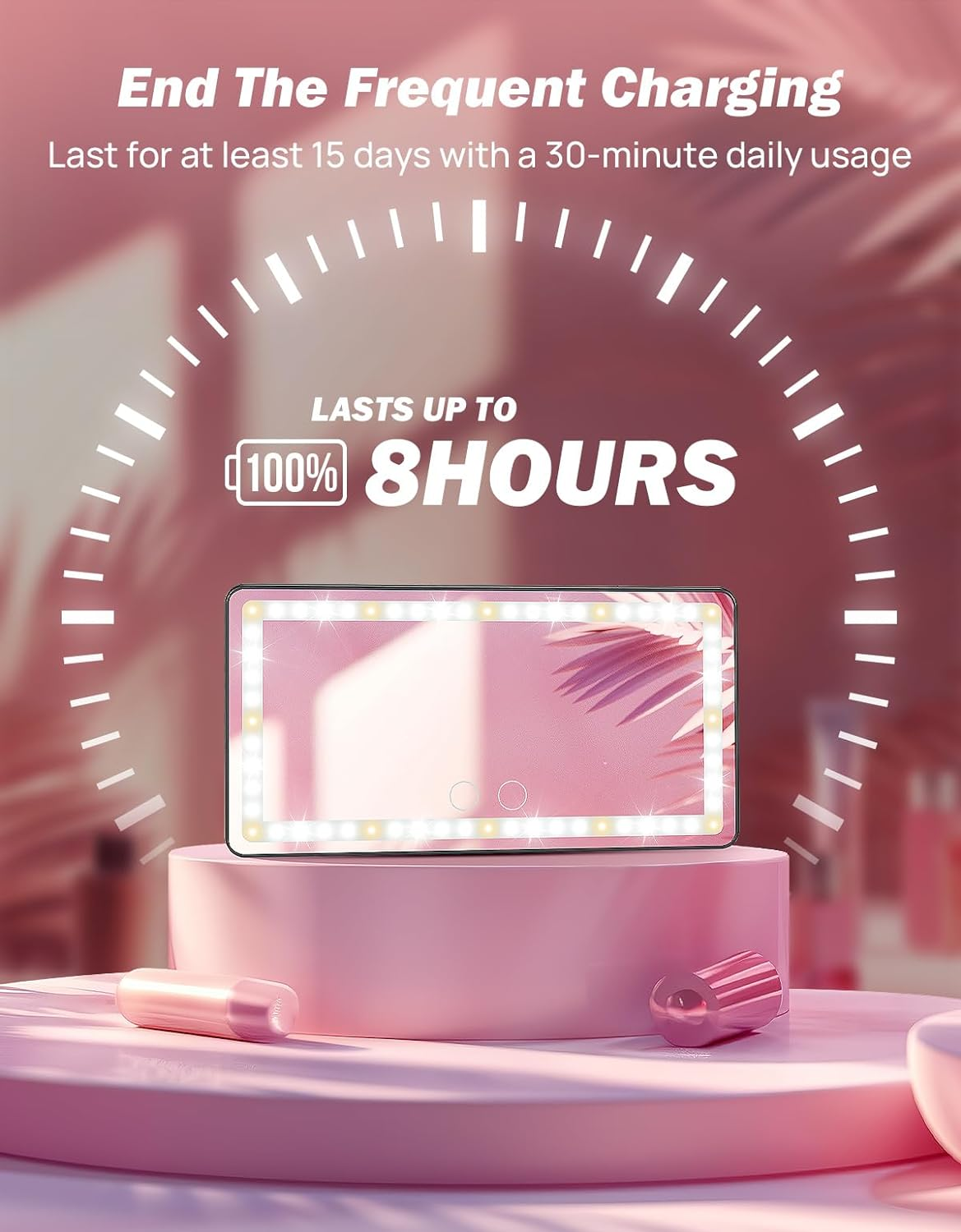 JOYTUTUS Car Sun Visor Vanity Mirror with Lights, 3 Light Modes & 60 Leds, Rechargeable Dimmable Touch Control Travel Makeup Mirror for Truck SUV image number 3