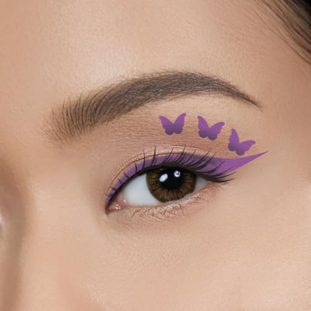 Rebel Tattoos 2-In-1 Eyeliner Stamp, Pigmented Intense Black Formula, Smudge-Budge Proof, Sweatproof, 24 Hour Stay Eyeliner Stamp (Purple Butterfy)