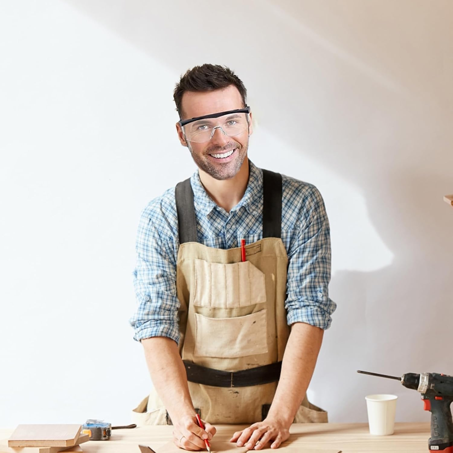 Heanvmyss Clear Safety Glasses,2 Pcs Protective Glasses,Transparent Safety Goggles,Anti-Fog Lab Goggles,Adult anti Scratch Protection Glasses for Work,Home,Gardening,Chemistry image number 6