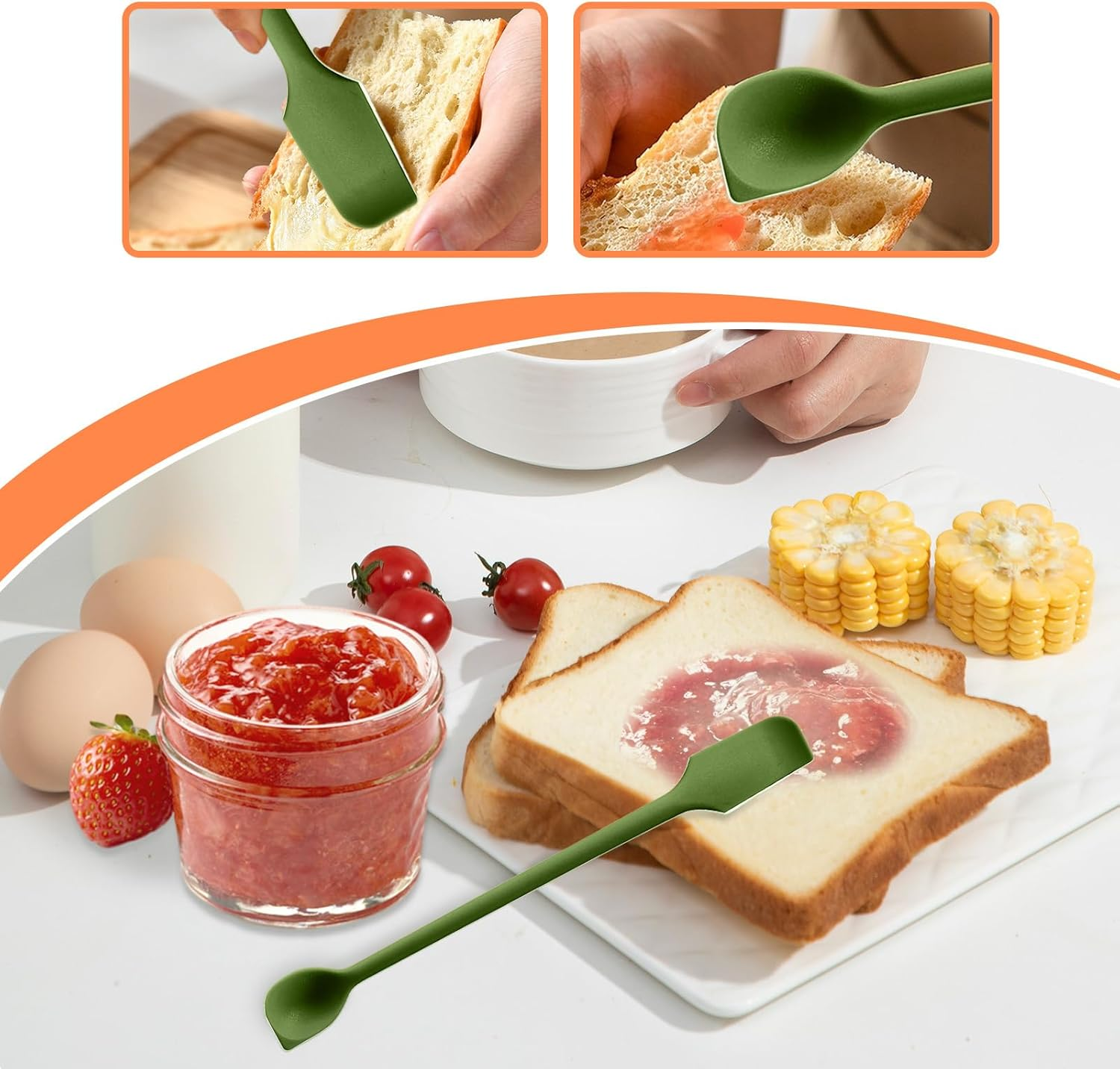 Jar Scraper Spatula - Double Ended Silicone Spatula, Ergonomic Flexible Design, Easy to Clean, Non-Stick Kitchen Tool | Jar Scraper Spatula Baking Supplies for Cake, Bread, Cream, Condiments, Spreads - Pink image number 2