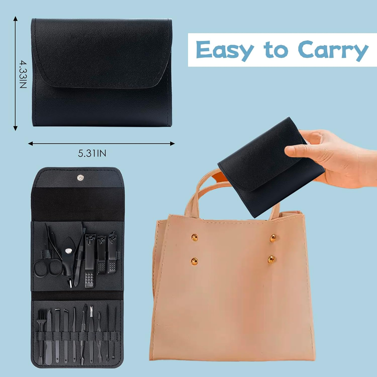 Manicure Set Nail Clippers Pedicure Kit - 16 in 1 Stainless Steel Manicure Set, Professional Grooming Kits, with Luxurious Travel Case - Portable Nail Clippers and Beauty Tools Set - Ideal for Home, Workplace, Outdoor Travel and Salon Use image number 4