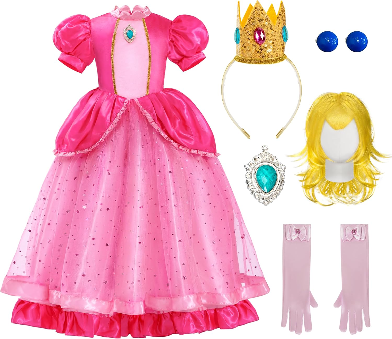 Spooktacular Creations Halloween Pink Princess Dress, Kids Princess Dress Up, Peach Crown Costume for Girls Birthday image number 3