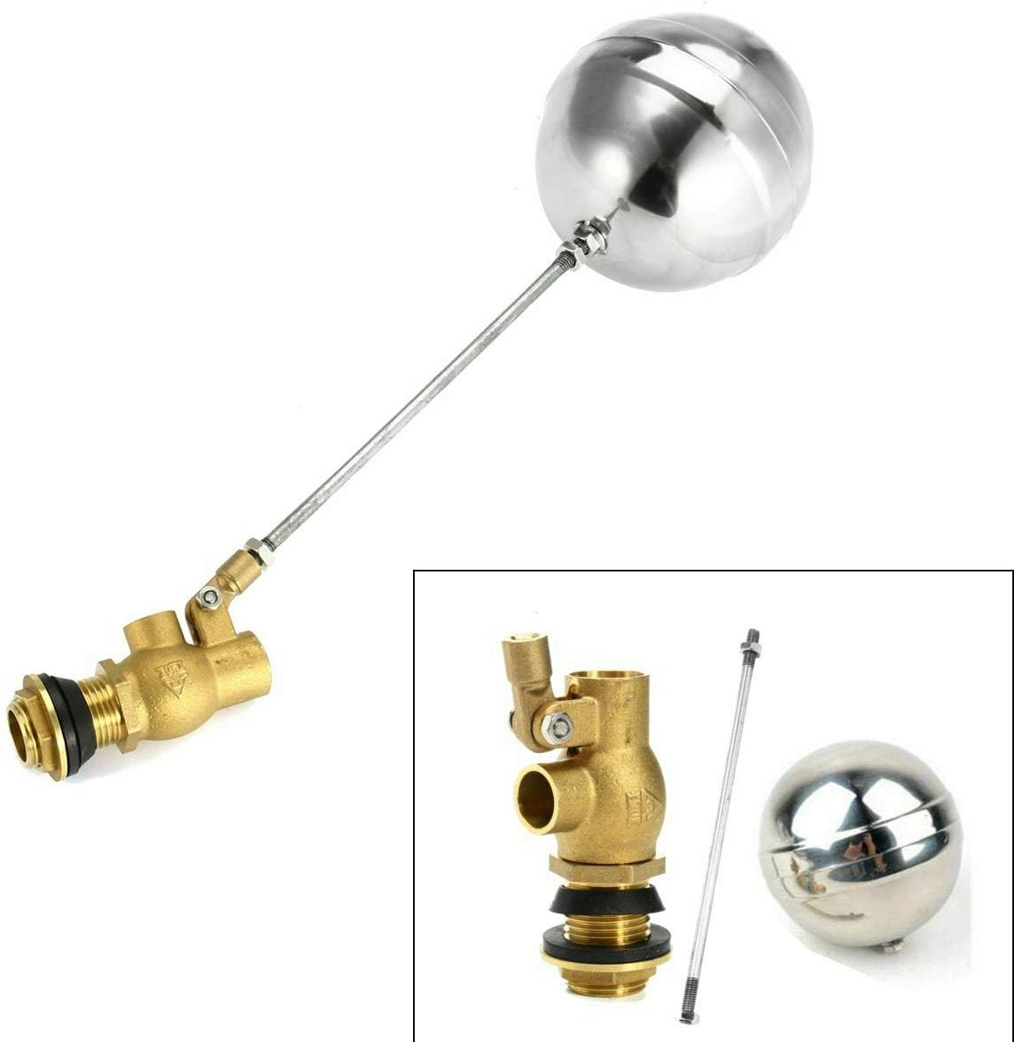 Float Valve 1 Piece Ball Valve Brass Automatic Float Ball Valve for Water Trough, Humidifier, Fountain, Aquarium, Pond, Animal Drinker (G3/4 Inch DN20)