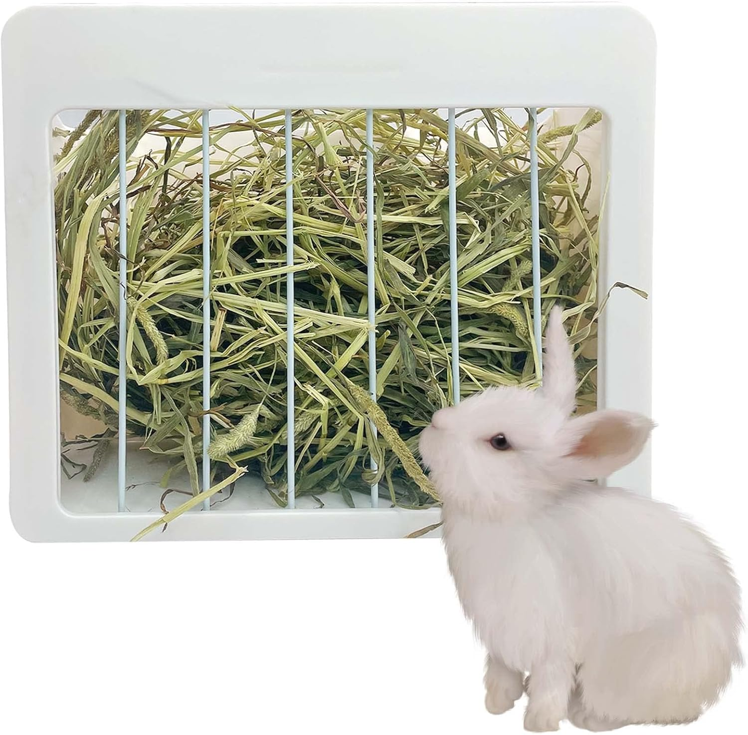 Rabbit Hay Feeder Bunny Food Dispenser Alfalfa Grass Manger Holder Less Wasted for Guinea Pig Chinchilla Ferret (B)