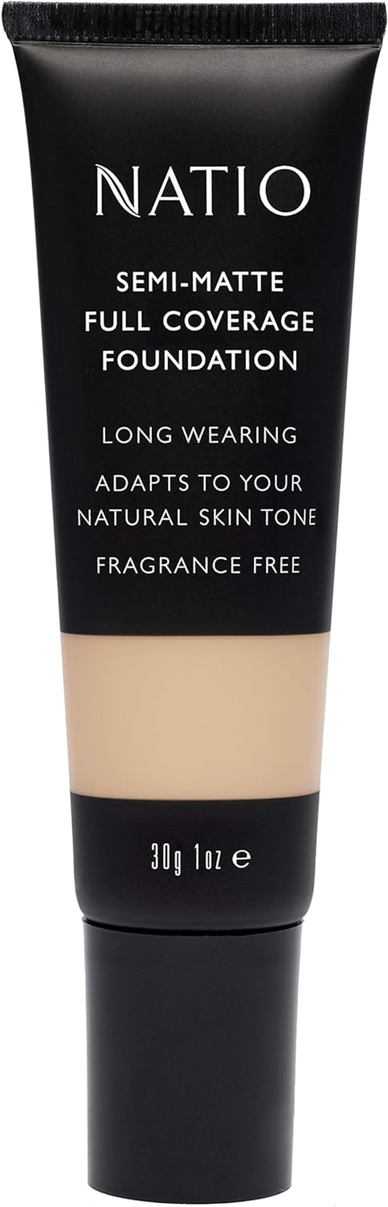 Natio Australia Semi-Matte Full Coverage Foundation - Vanilla 30G - Soft Matte Liquid Foundation, Long Wearing, Fragrance Free - Made in Australia
