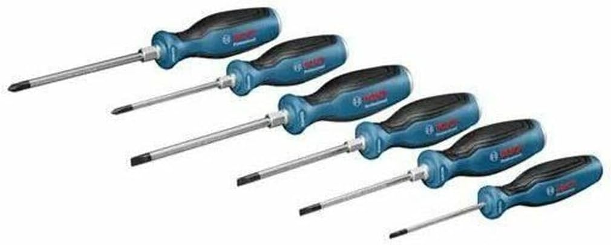 Bosch Professional Six-Part Screwdriver Set (Cross-Headed and Slotted Screwdriver, Continuous Steel Blade and Steel Cap) image number 2