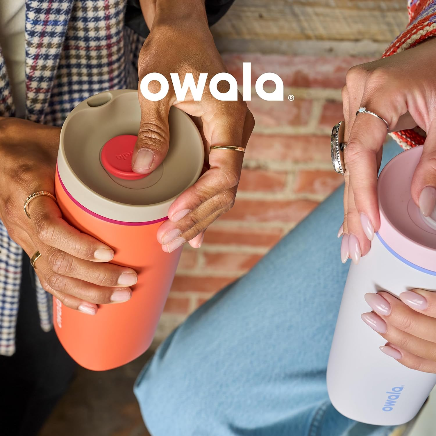 Owala Smoothsip Slider Insulated Stainless Steel Coffee Tumbler, Reusable Iced Coffee Cup, Hot Coffee Travel Mug, BPA Free 12 Oz, Pucker Up image number 2