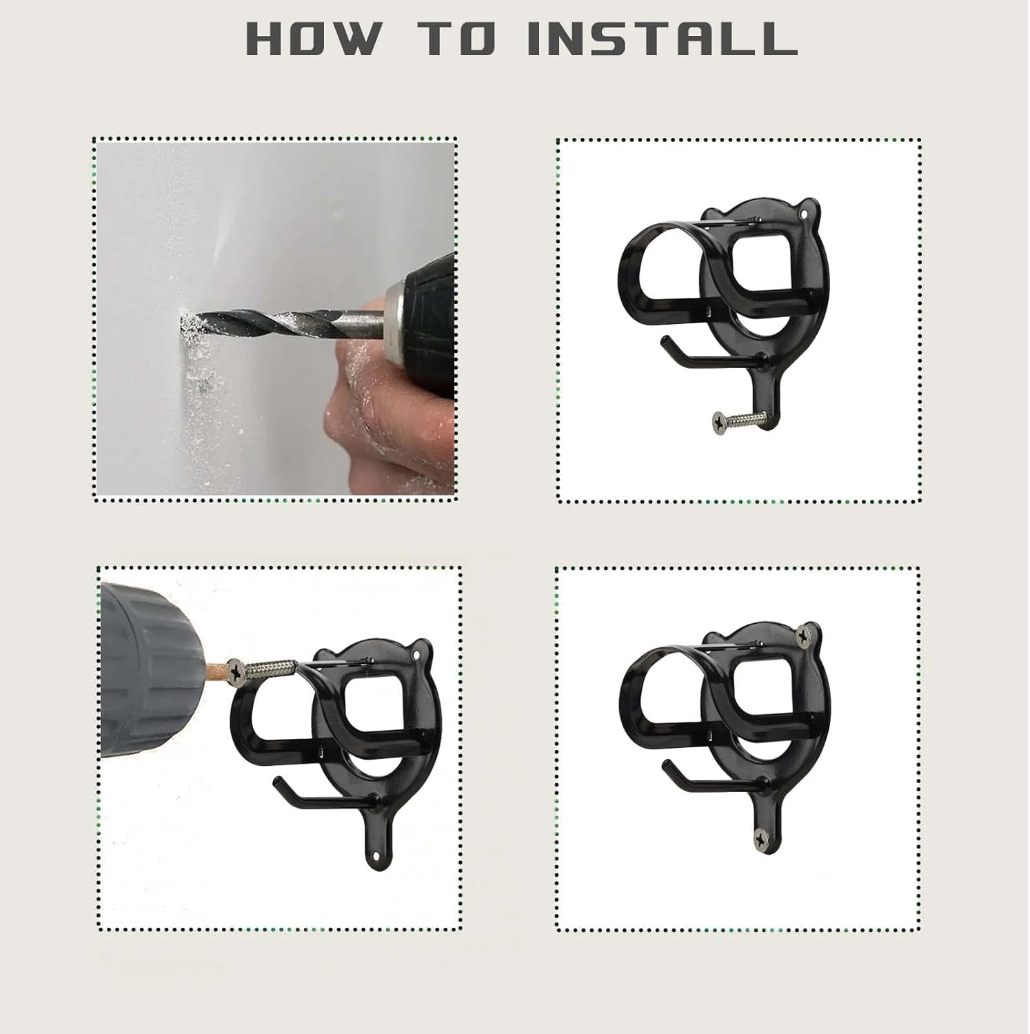 6 Counts Horse Bridle Rack Bracket Hooks Metal Halter Hanger with Tubes and Screws for Horse Barn Supplies, Black image number 1