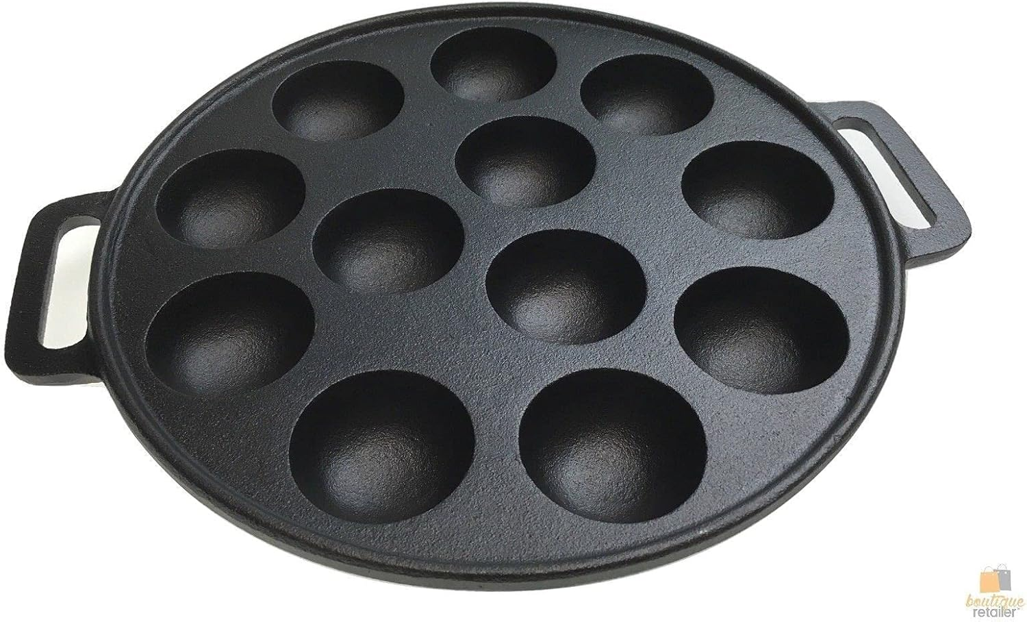 Boutique Retailer 12 Dimple Cast Iron Poffertjes Mini Dutch Pancake Cake Pan with Handles Maker image number 1