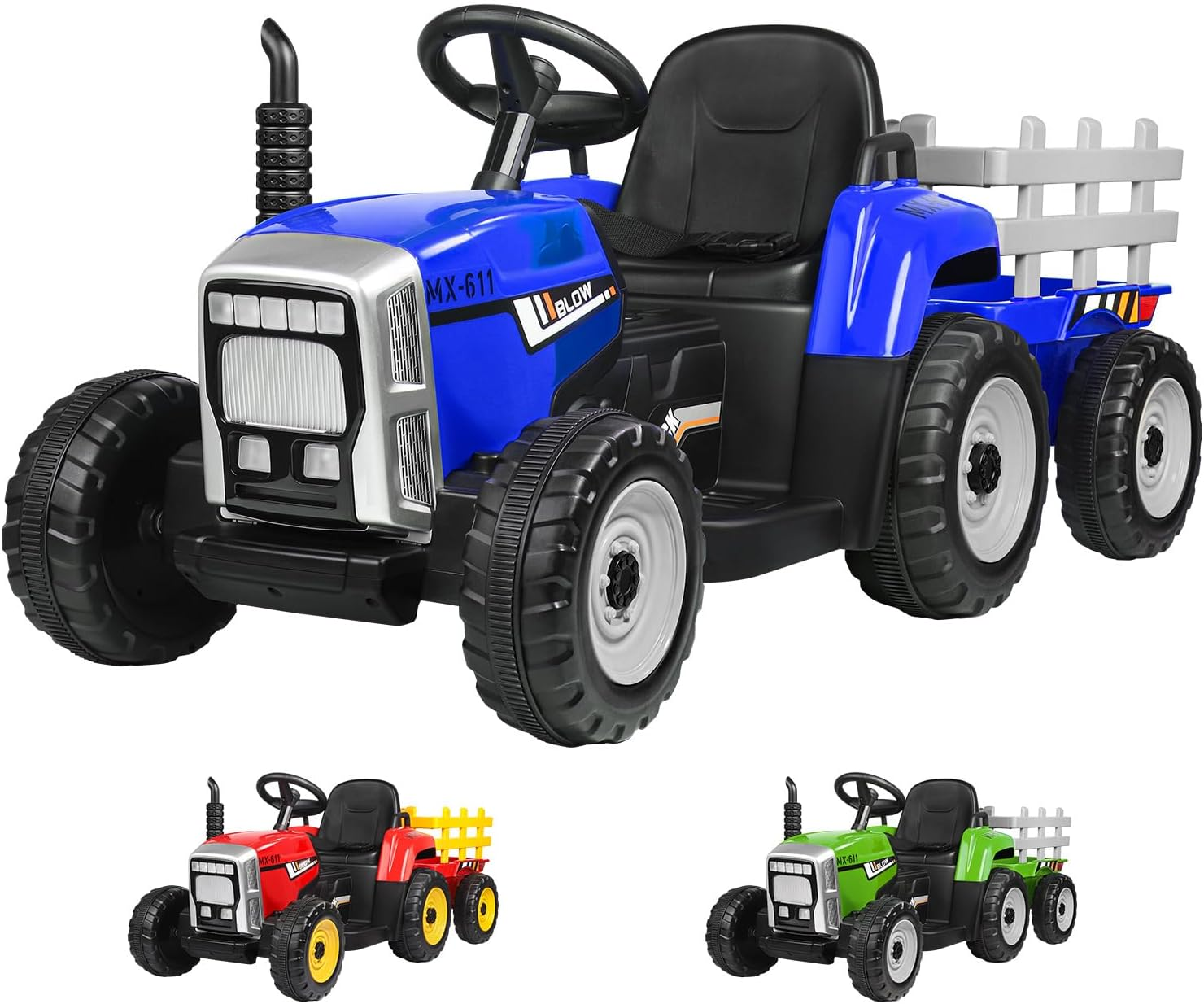 ALFORDSON Kids Ride on Car Tractor 12V Eletric Dual Motor, Car with Music Player & 7 Brilliant LED Headlights, Ride-On Design SUV Toy Vehicle for Toddler, Green