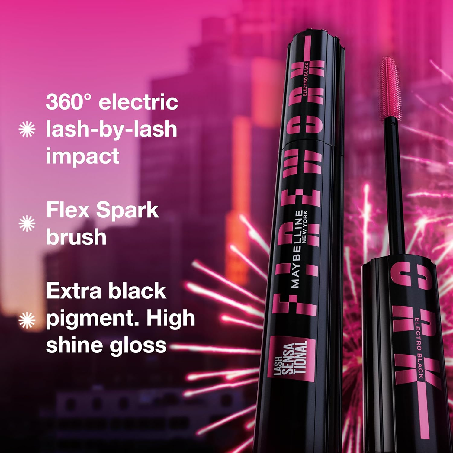 Maybelline New York Lash Sensational Firework Mascara - Electro Black (Pack of 2) image number 3