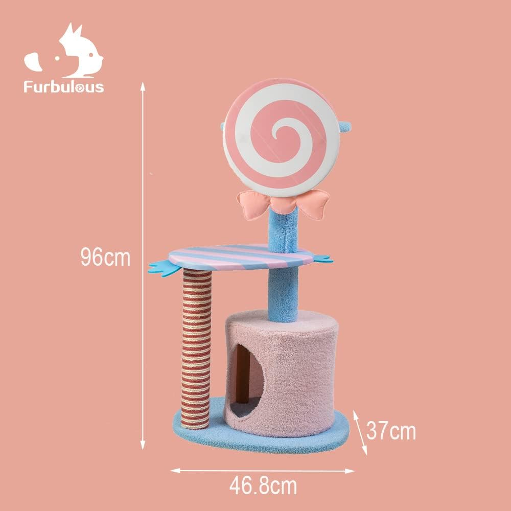 Furbulous 96CM Attractive Cat Tree Tower Scratching Post with Luxury Condo - Candy
