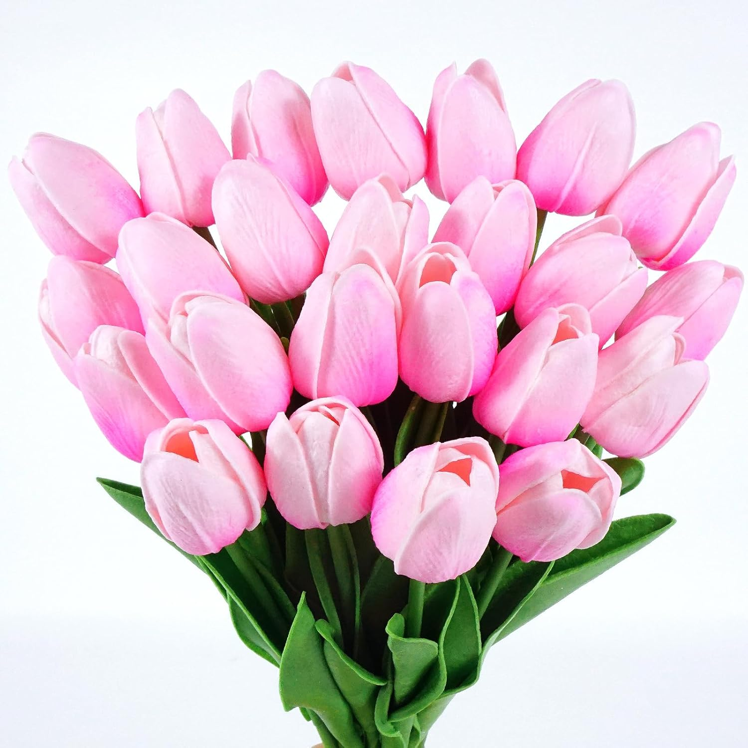 Tulips Artificial Flowers 24Pcs Faux Silk Tulip Real Touch Tulip Fake Flowers Bouquets Arrangements for Easter Spring Flowers Valentine&rsquo;S Day Mother'S Day Flower Gifts Home Table Decor (White)