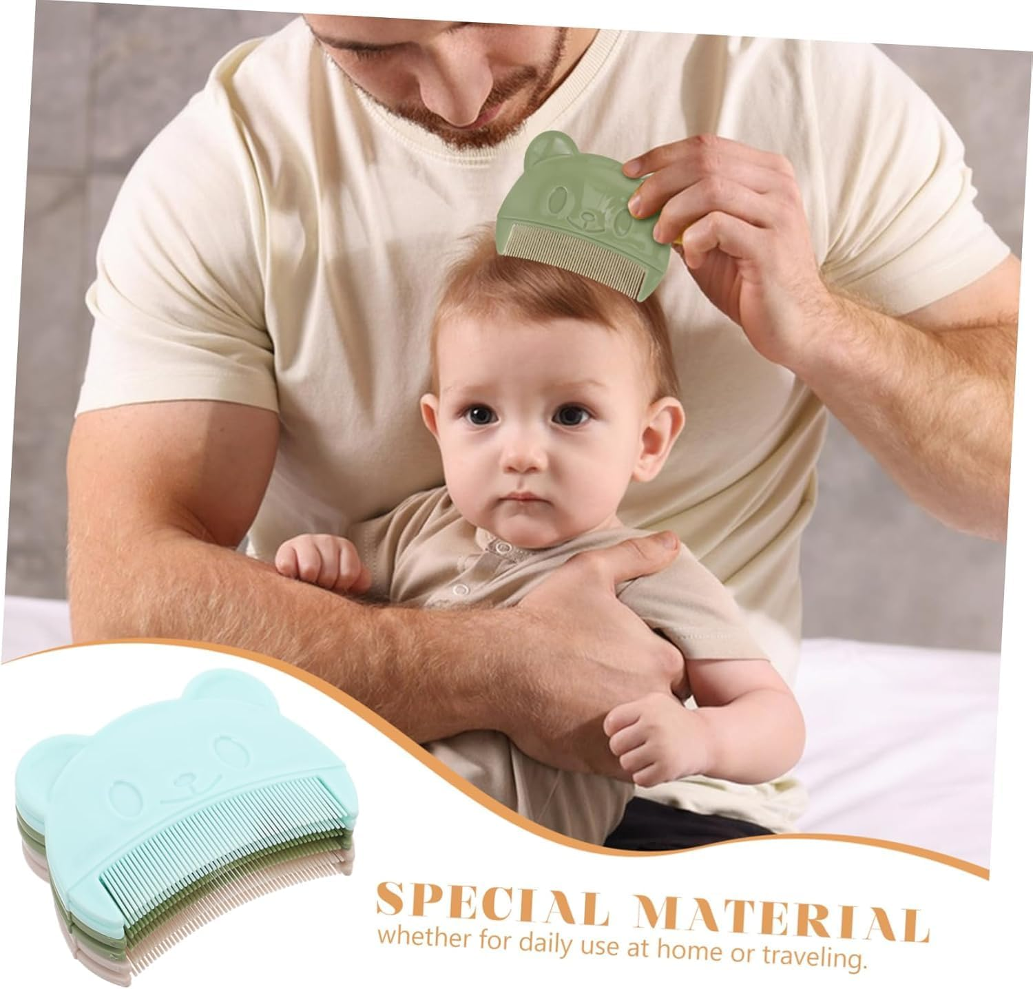 Fokmuaex 5Pcs Bear Shaped Baby Scalp Comb - Gentle Cradle Cap & Dandruff Remover for Newborns & Infants - Soft Hair Styling Grooming Tools Set image number 2