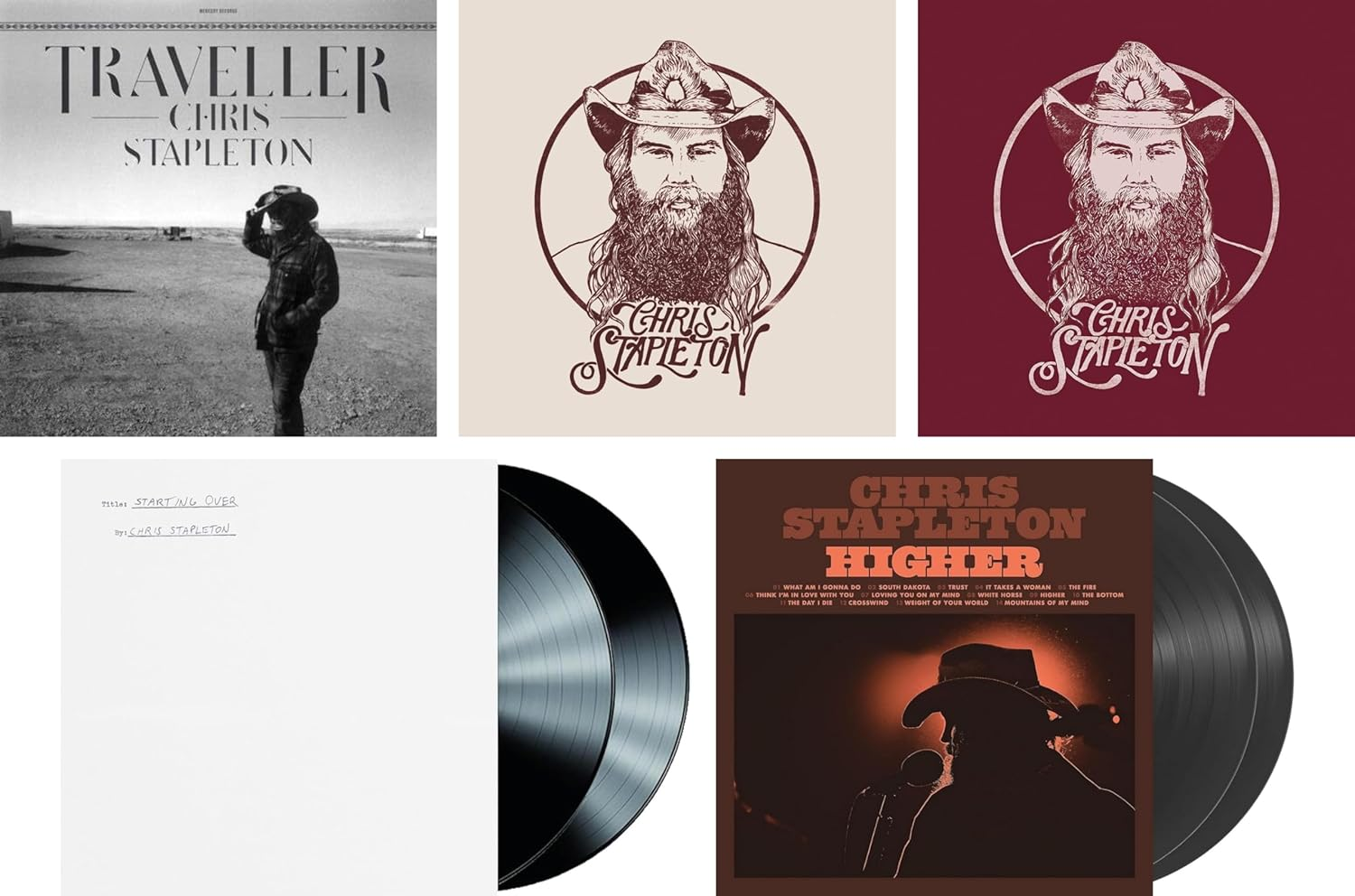 5 Album Record Collection - Traveller / from a Room Vol. 1 / from a Room Vol. 2 / Starting over / Higher - Chris Stapleton image number 3