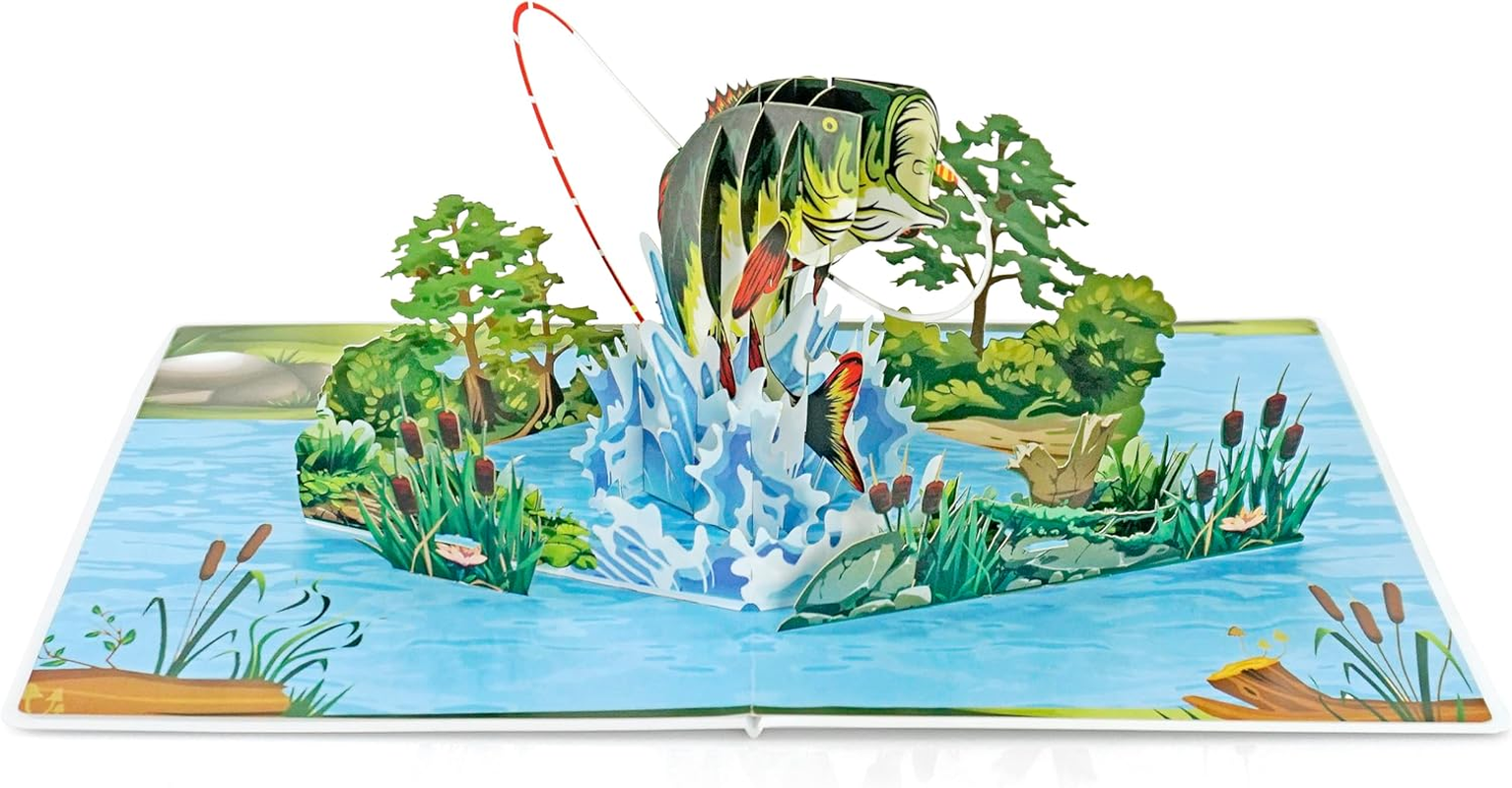 CUTPOPUP Fishing Birthday Card Pop Up, Fathers Day, 3D Popup Greeting Card, Birthday Card for Men, Husband, Dad, Granpa, Stepfather, Son (Fishing) SD197AU1520 - Camping image number 6