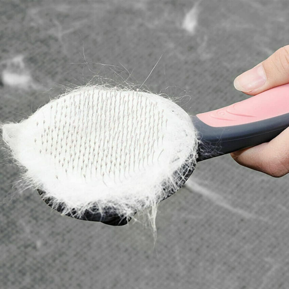 1X Pet Grooming Brush Self Cleaning Automatically Dog Cat Slicker Brush Remove (Gray) image number 3
