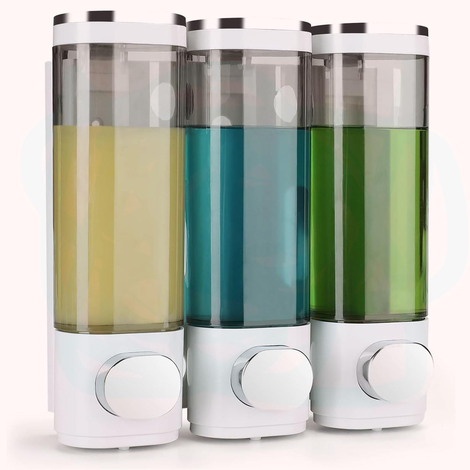 3 - Chamber Wall - Mounted Shower Dispenser Set - Ideal for Shampoo, Conditioner, and Body Wash Mounted by Glue or Screws image number 4