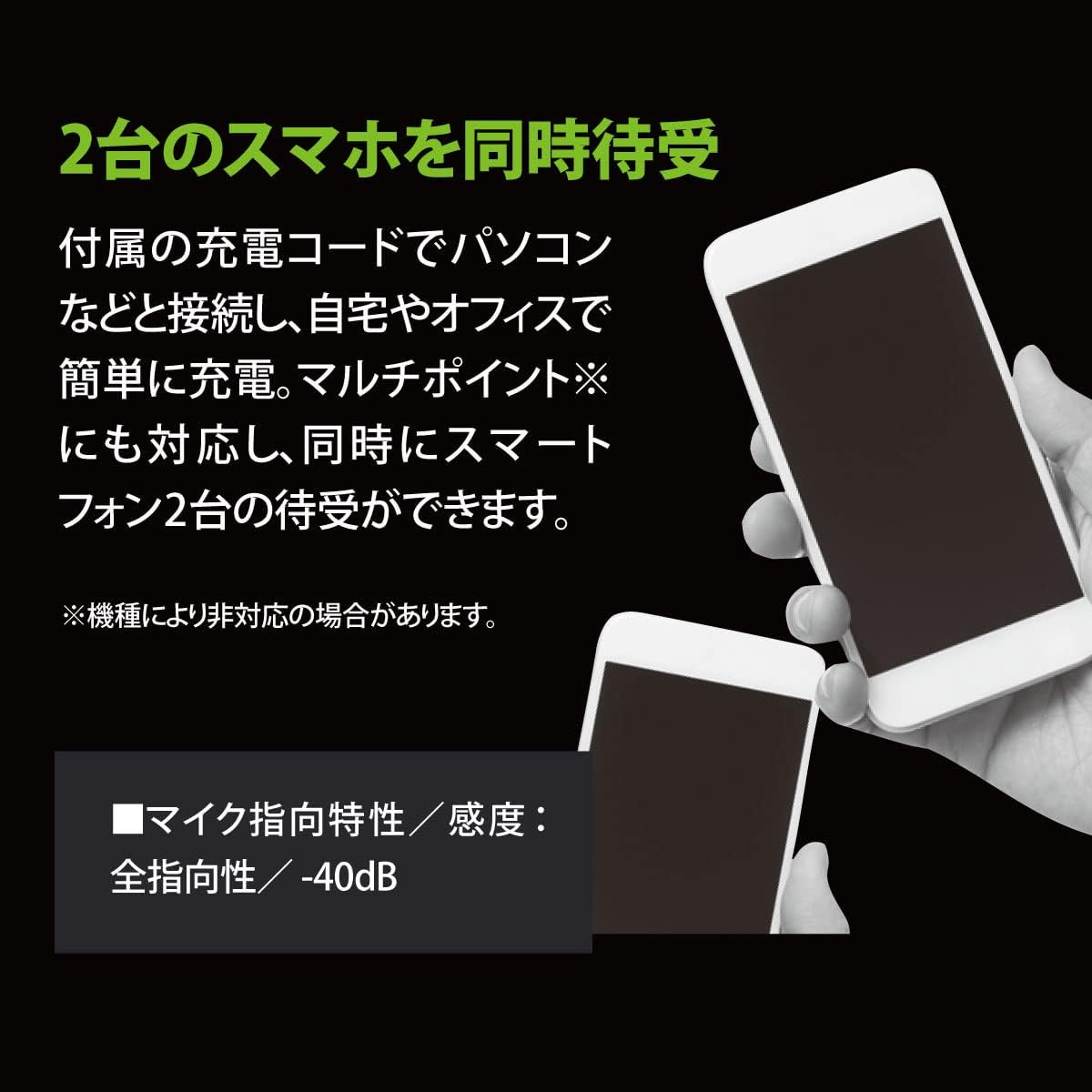 Ohm Electric Audiocomm HP-W160N 03-1924 OHM Wireless Earphones, Walking Earphones, Neck Earphones, Built-In Light, Neon Color, Neck Type, Earphone Microphone image number 6